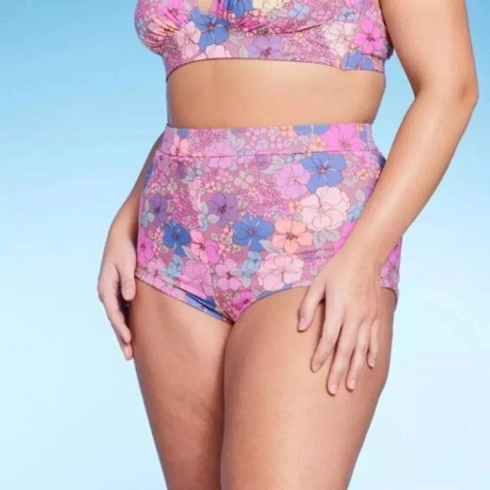 WILD FABLE High Waisted Cheeky Swim Bottoms Groovy Floral Print Womens‎ 1X